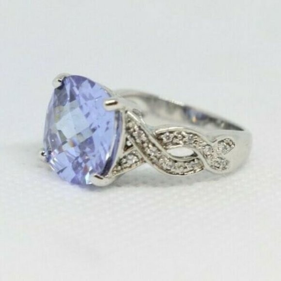 Bradford Exchange SS Blue Stone Ring - Picture 3 of 8
